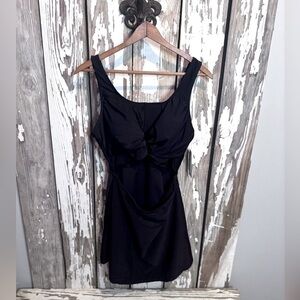 Shekini Swimswit NWT Size Large Black Hollow Out Front Swimskirt/ shorts Dress
